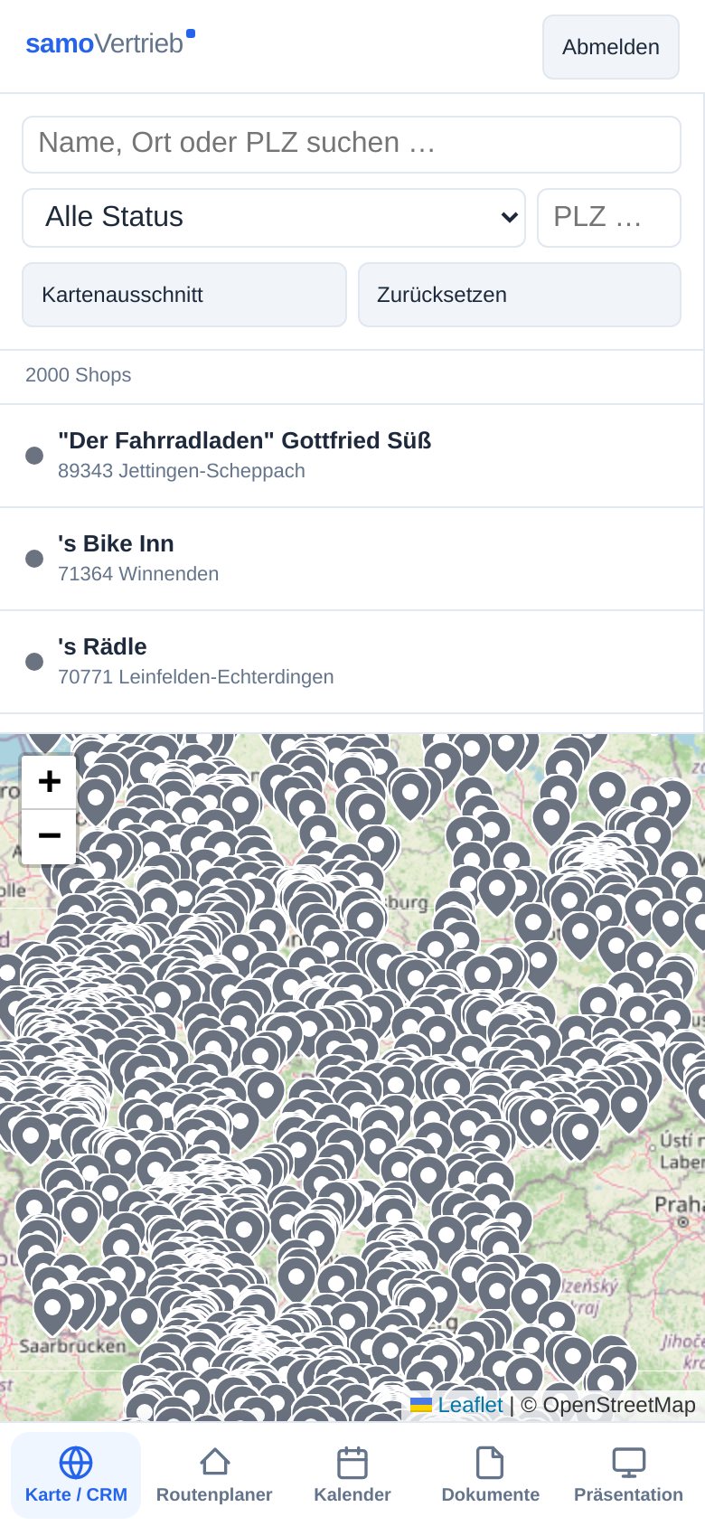 samoVertrieb CRM-App auf dem Smartphone